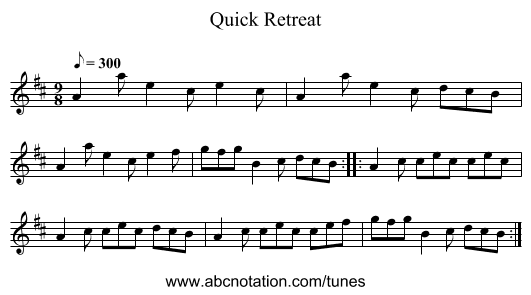 Quick Retreat - staff notation