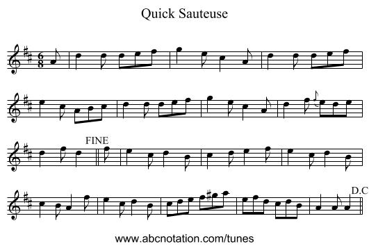 Quick Sauteuse - staff notation