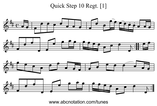 Quick Step 10 Regt. [1] - staff notation