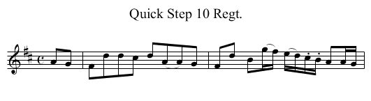 Quick Step 10 Regt. - staff notation