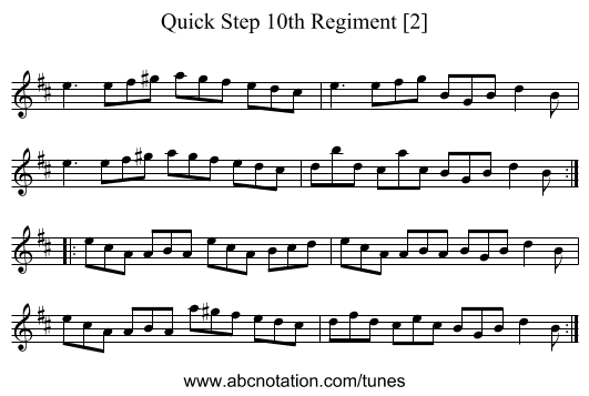 Quick Step 10th Regiment [2] - staff notation