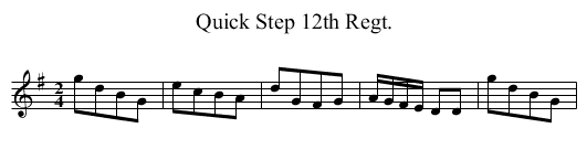 Quick Step 12th Regt. - staff notation