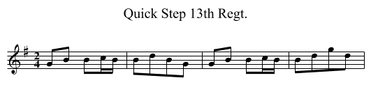 Quick Step 13th Regt. - staff notation