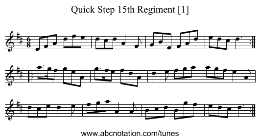 Quick Step 15th Regiment [1] - staff notation
