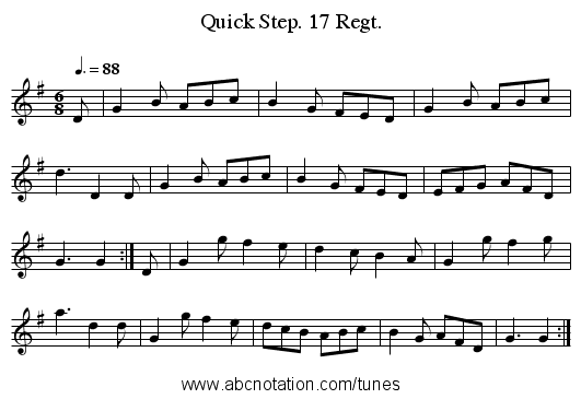 Quick Step. 17 Regt. - staff notation