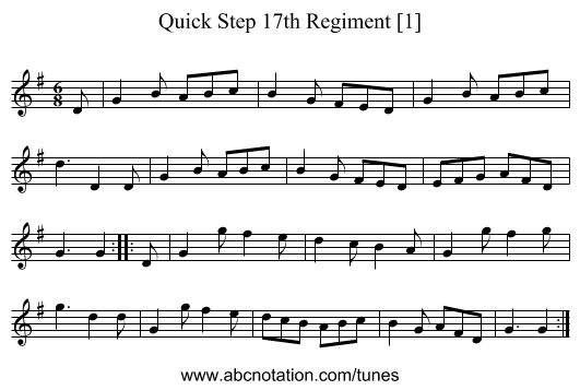 Quick Step 17th Regiment [1] - staff notation