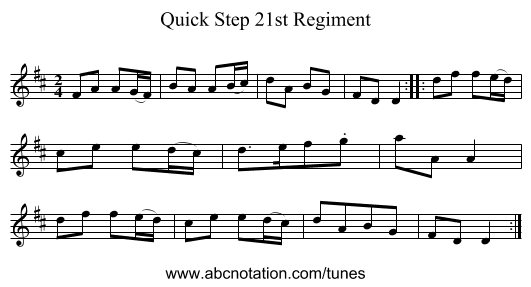 Quick Step 21st Regiment - staff notation