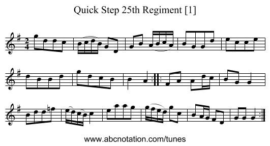 Quick Step 25th Regiment [1] - staff notation