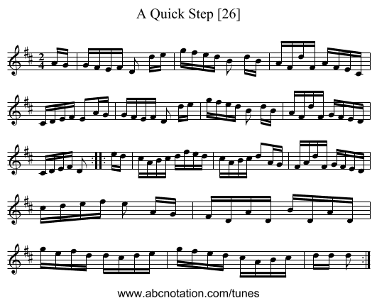 Quick Step [26], A - staff notation