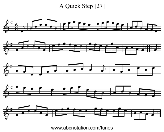 Quick Step [27], A - staff notation
