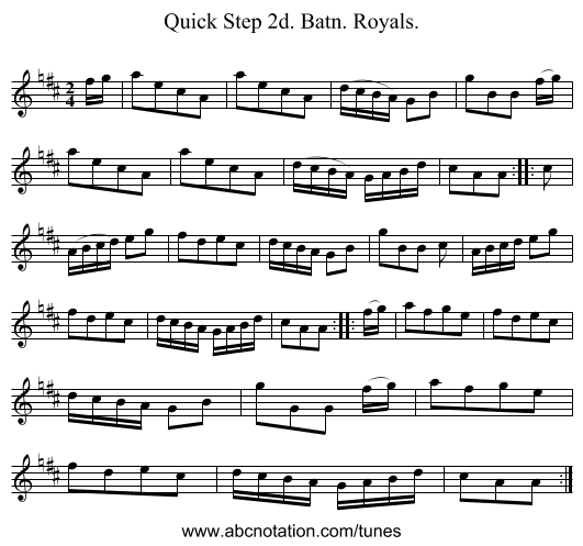Quick Step 2d. Batn. Royals. - staff notation