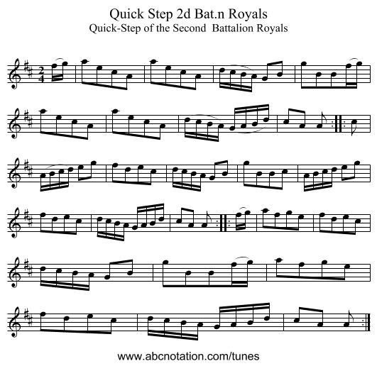 Quick Step 2d Bat.n Royals - staff notation