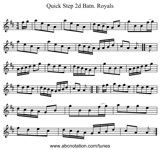 Quick Step 2d Batn. Royals - staff notation