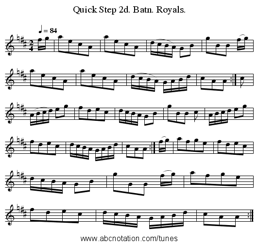 Quick Step 2d. Batn. Royals. - staff notation