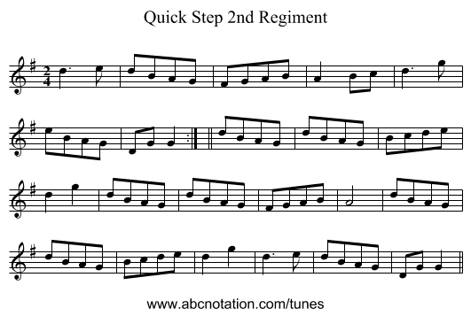 Quick Step 2nd Regiment - staff notation