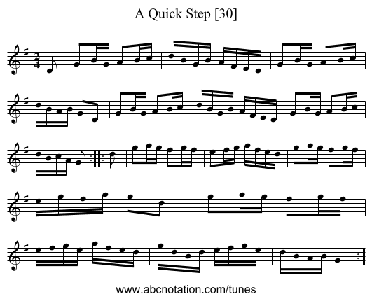Quick Step [30], A - staff notation