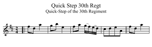 Quick Step 30th Regt - staff notation