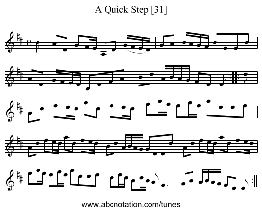 Quick Step [31], A - staff notation