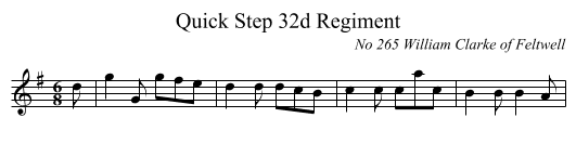 Quick Step 32d Regiment - staff notation