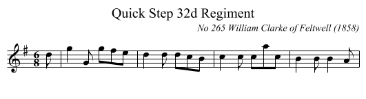 Quick Step 32d Regiment - staff notation