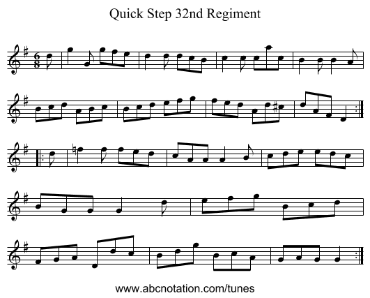 Quick Step 32nd Regiment - staff notation