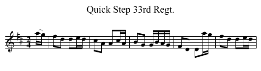 Quick Step 33rd Regt. - staff notation