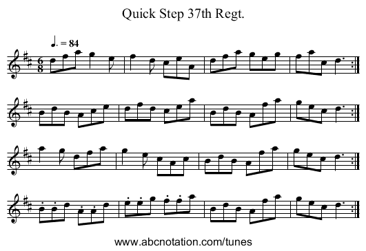 Quick Step 37th Regt. - staff notation