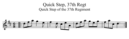Quick Step, 37th Regt - staff notation