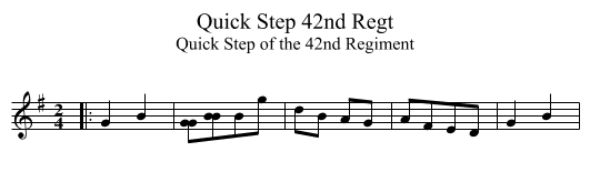 Quick Step 42nd Regt - staff notation