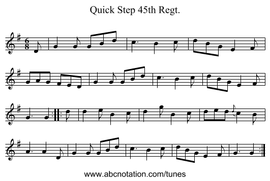 Quick Step 45th Regt. - staff notation