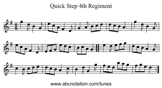 Quick Step 4th Regiment - staff notation