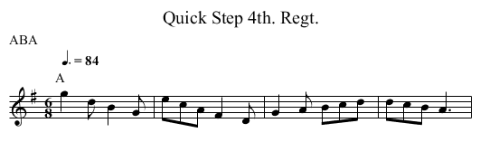 Quick Step 4th. Regt. - staff notation