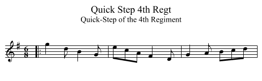 Quick Step 4th Regt - staff notation