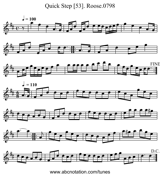 Quick Step [53]. Roose.0798 - staff notation