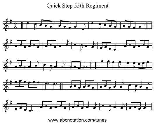 Quick Step 55th Regiment - staff notation