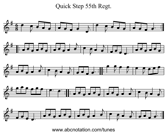 Quick Step 55th Regt. - staff notation
