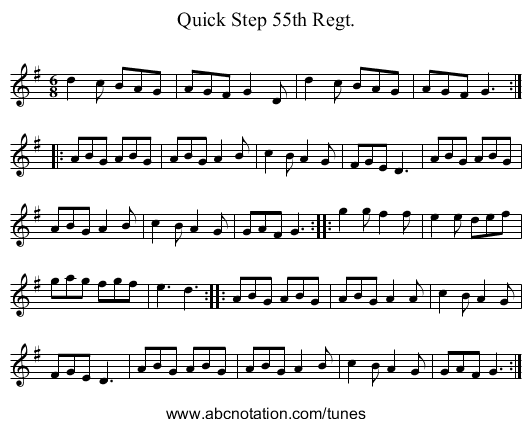Quick Step 55th Regt. - staff notation