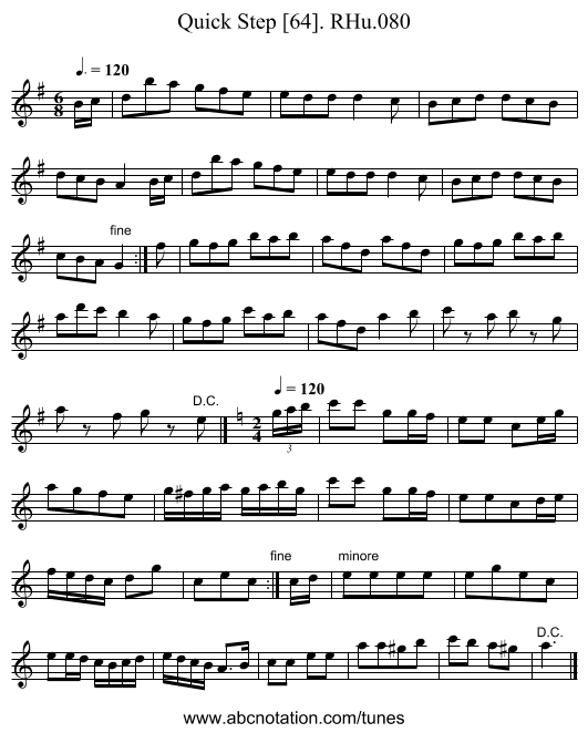 Quick Step [64]. RHu.080 - staff notation
