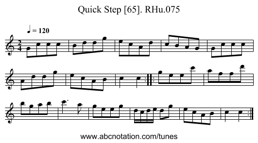 Quick Step [65]. RHu.075 - staff notation