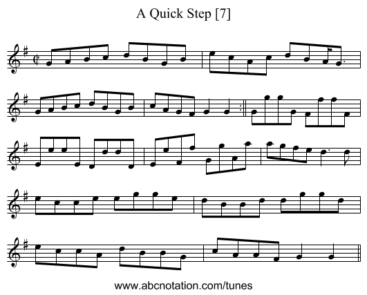 Quick Step [7], A - staff notation