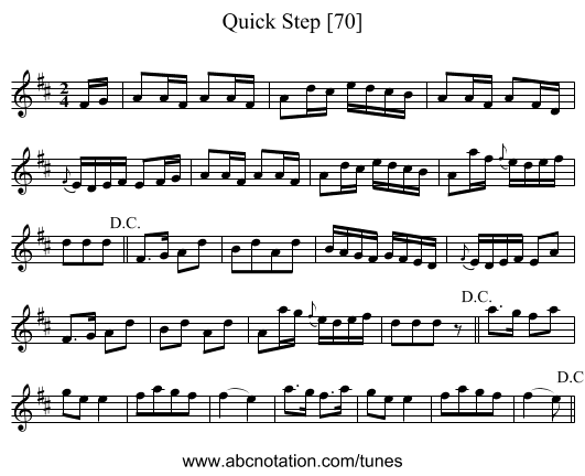 Quick Step [70] - staff notation