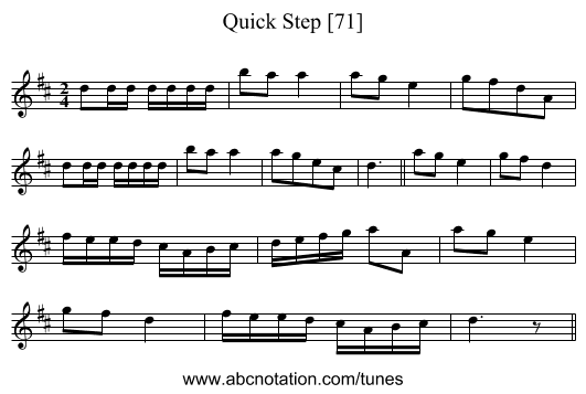 Quick Step [71] - staff notation