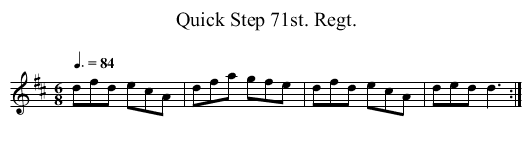 Quick Step 71st. Regt. - staff notation