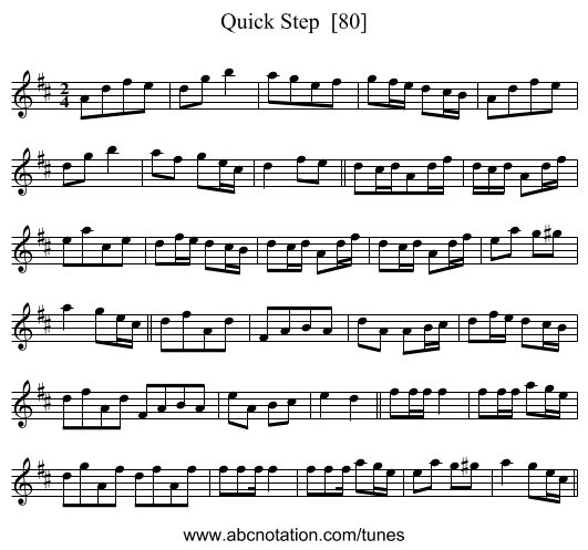 Quick Step  [80] - staff notation