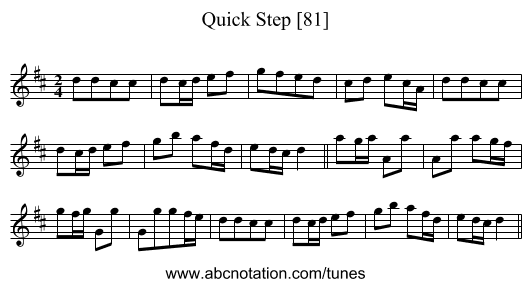 Quick Step [81] - staff notation