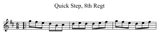 Quick Step, 8th Regt - staff notation