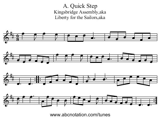 Quick Step, A. - staff notation