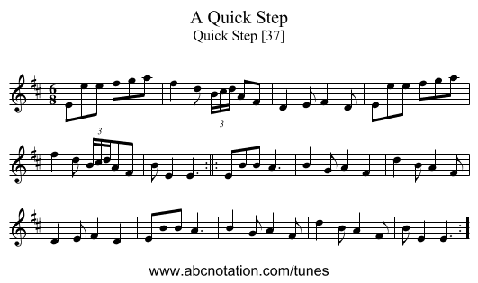 Quick Step, A - staff notation