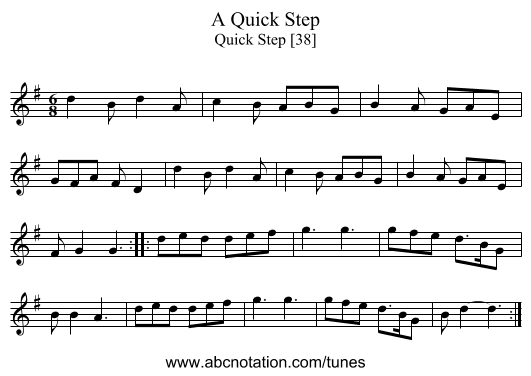 Quick Step, A - staff notation