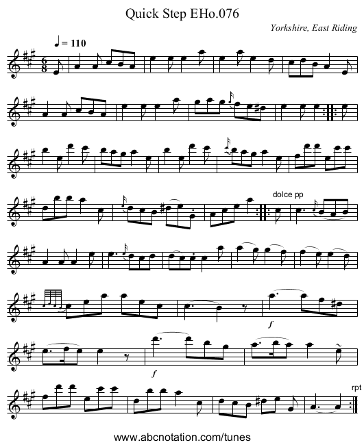 Quick Step EHo.076 - staff notation